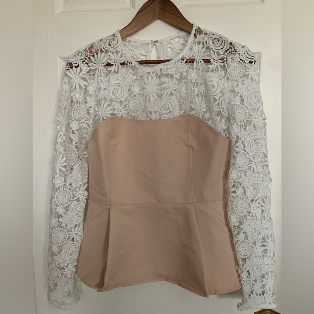 Lace Crepe and Peplum Blouse